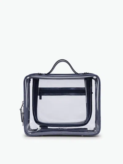 Calpak Large Clear Cosmetics Case In Blue
