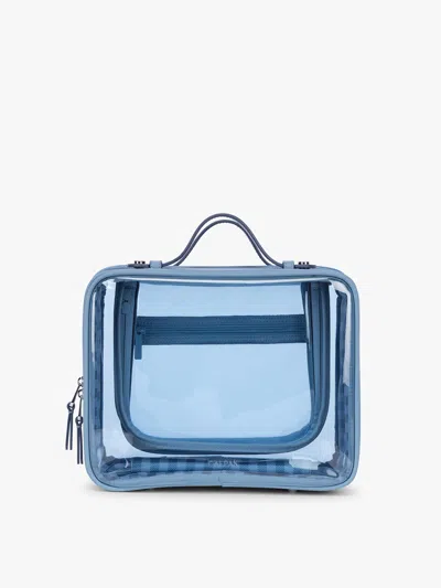 Calpak Large Clear Cosmetics Case In Blue