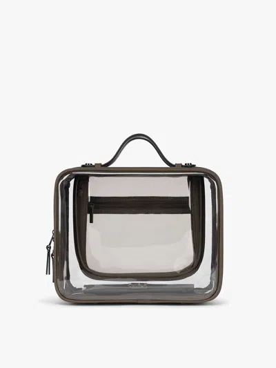 Calpak Large Clear Cosmetics Case In Brown