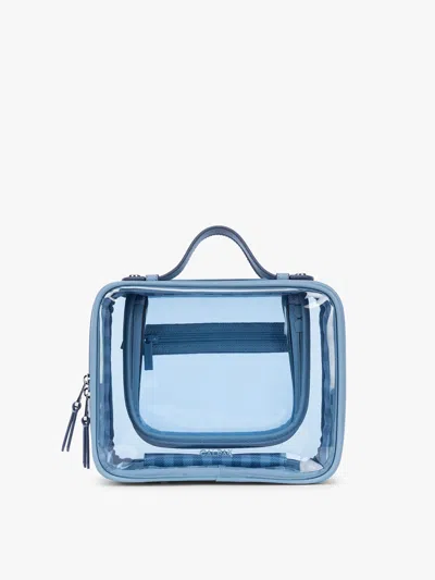 Calpak Medium Clear Cosmetics Case In Blue