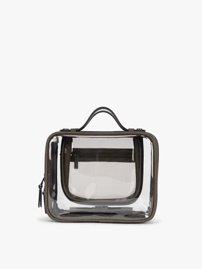 Calpak Medium Clear Cosmetics Case In Gray