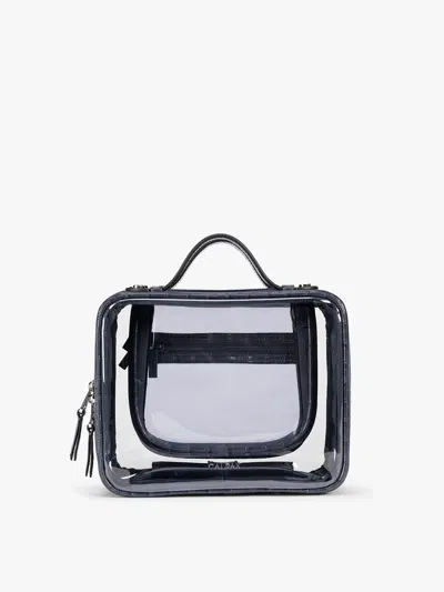 Calpak Medium Clear Cosmetics Case In Navy Croc