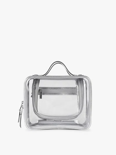 Calpak Medium Clear Cosmetics Case In Silver