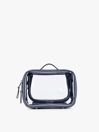 Calpak Small Clear Cosmetics Case In Blue