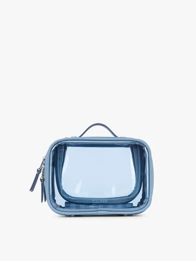 Calpak Small Clear Cosmetics Case In Blue