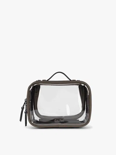 Calpak Small Clear Cosmetics Case In Brown