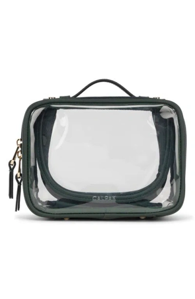 Calpak Small Clear Cosmetics Case In Green