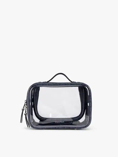 Calpak Small Clear Cosmetics Case In Navy Croc