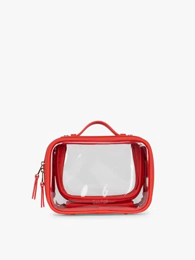 Calpak Small Clear Cosmetics Case In Red
