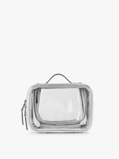Calpak Small Clear Cosmetics Case In Silver