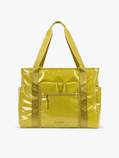 Calpak Terra 35l Water Resistant Zip Tote Bag In Wasabi
