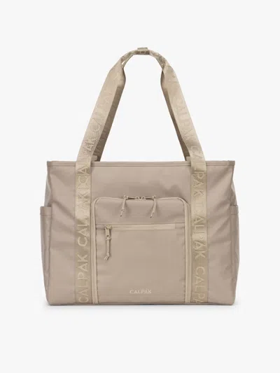 Calpak Terra 35l Water Resistant Zippered Tote Bag In White