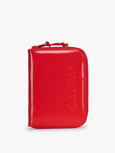 Calpak Terra Zip Passport Wallet In Red