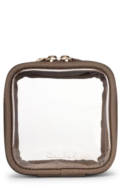Calpak Tiny Clear Cosmetics Case In Brown