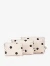 Calpak Water Resistant Zippered Pouch Set (3 Pieces) In Polka Dot In Polka Dot