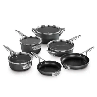 Calphalon 10 Piece Hard-anodized Aluminum Non Stick Cookware Set In Black