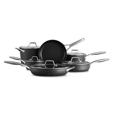 Calphalon 11 Piece Hard-anodized Aluminum Non Stick Cookware Set In Black