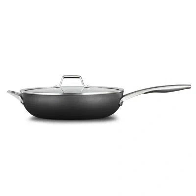 Calphalon 13" Non Stick Hard-anodized Aluminum 2 Piece Specialty Pan With Lid In Black