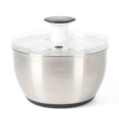 Calphalon Aero 6.3 Qt Stainless Steel Salad Spinner With Strainer And Storage Lid In Silver