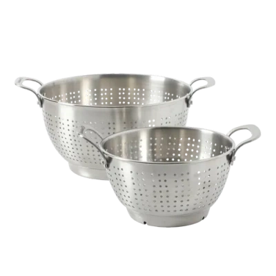 Calphalon Astro 2 Piece Stainless Steel Colander And Strainer Set In Silver