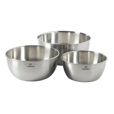Calphalon Astro Mixing Bowls, 3-piece Stainless Steel Mixing Bowl Set With Matte Finish, Nesting Metal Mixing  In Silver
