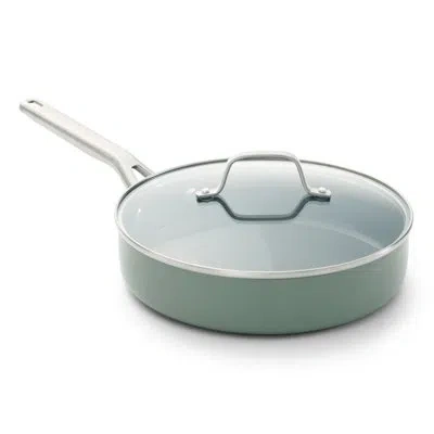 Calphalon Ceramic Nonstick 3-qt. Saut Pan With Lid, Silver Ash In Green