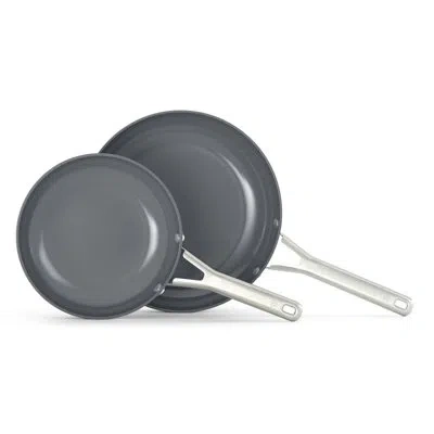 Calphalon Ceramic Nonstick 8" And 10" Frying Pan Set, Silver Ash