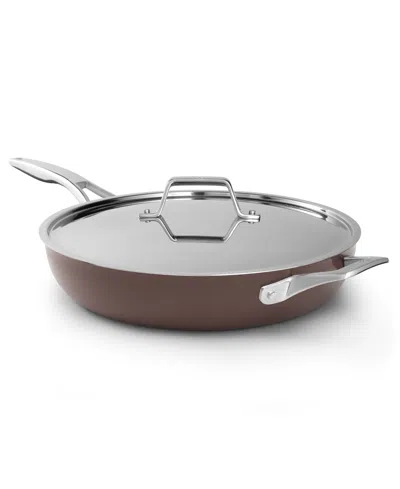 Calphalon Ceramic Premier 12.75" Fry Pan With Lid In Brown