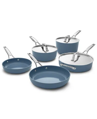 Calphalon Ceramic Premier 8-piece Cookware Set In Blue