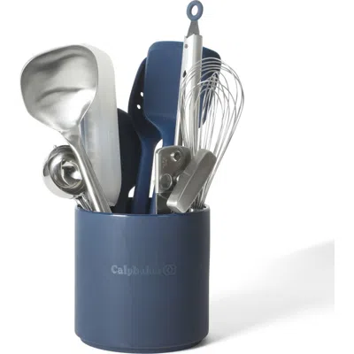 Calphalon Edge 10-piece Stainless Steel And Silicone Kitchen Utensil Set With Crock In Blue