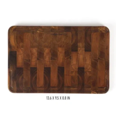 Calphalon Edge Guard End Grain Acacia Wood Butcher Block Reversible Cutting Board In Brown
