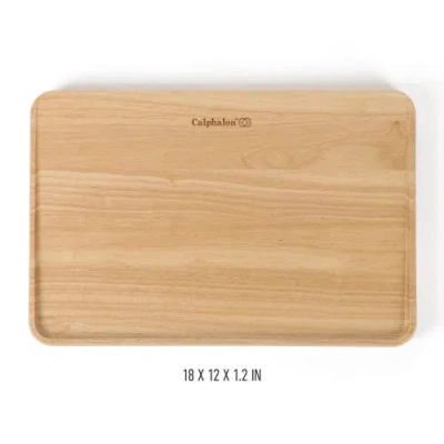 Calphalon Edge Guard Reversible Edge Grain Rubberwood Cutting Board With Juice Groove In Brown