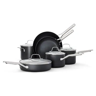 Calphalon Hard-anodized Nonstick 10-piece Cookware Set In Black,silver,clear