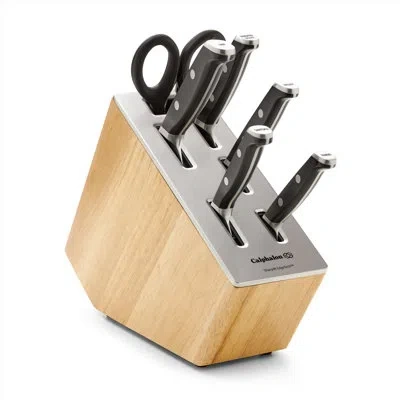 Calphalon Premier By   7-piece Knife Set With Sharpin Edgetech In Black