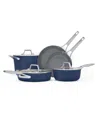 Calphalon Premier Ceramic Nonstick 8-piece Cookware Set In Midnight Blue