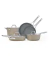 Calphalon Premier Ceramic Nonstick 8-piece Cookware Set In Mushroom Grey