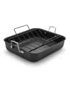 Calphalon Premier Hard-anodized Nonstick 16in Roasting Pan With Rack In Black,stainless Steel