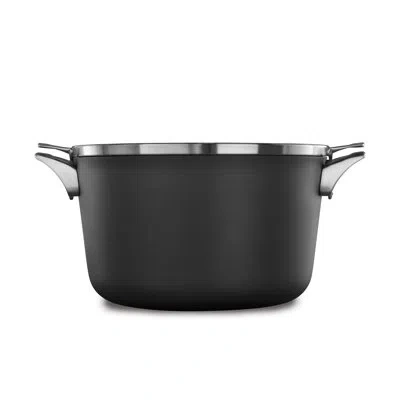 Calphalon Premier Space-saving Hard-anodized Nonstick 12 Qt. Stock Pot With Lid In Matte Black