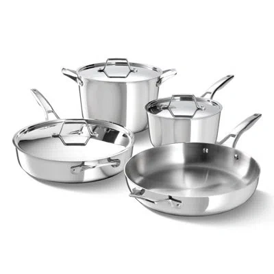 Calphalon Premier Stainless Steel 7-piece Cookware Set In Silver