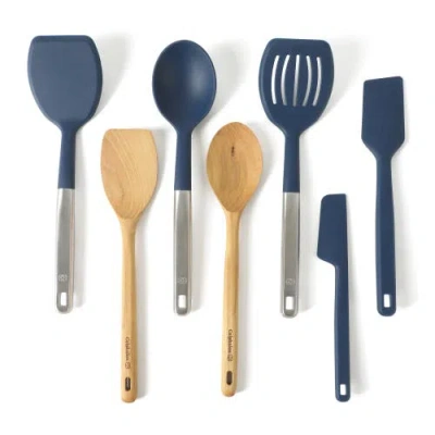 Calphalon Prime 7 Piece Silicone And Teak Wood Kitchen Tool Set In Blue