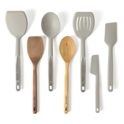 Calphalon Prime 7 Piece Silicone And Teak Wood Kitchen Tool Set In Gray