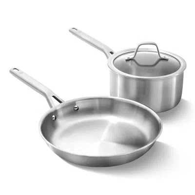 Calphalon Stainless Steel 3-piece Cookware Set In Silver
