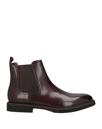 Calpierre Man Ankle Boots Burgundy Size 9.5 Leather In Red