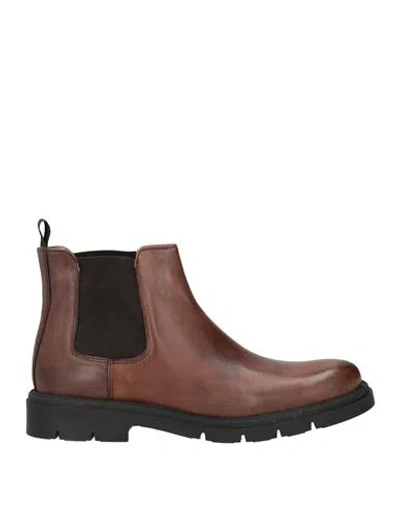 Calpierre Man Ankle Boots Chocolate Brown Size 10 Leather