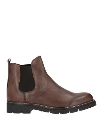 Calpierre Man Ankle Boots Dark Brown Size 8 Leather