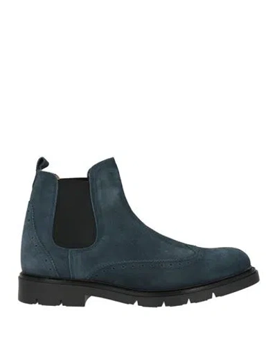 Calpierre Man Ankle Boots Slate Blue Size 9 Leather