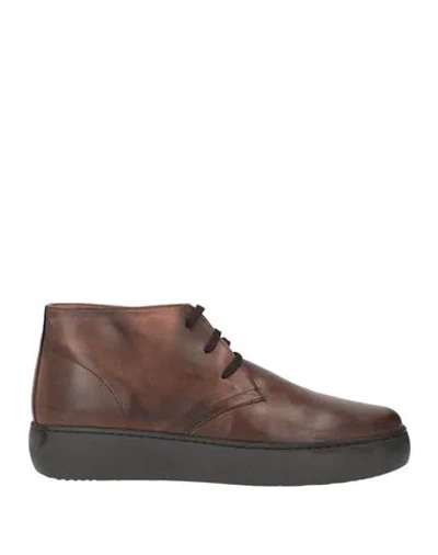 Calpierre Man Ankle Boots Tan Size 9 Leather In Brown