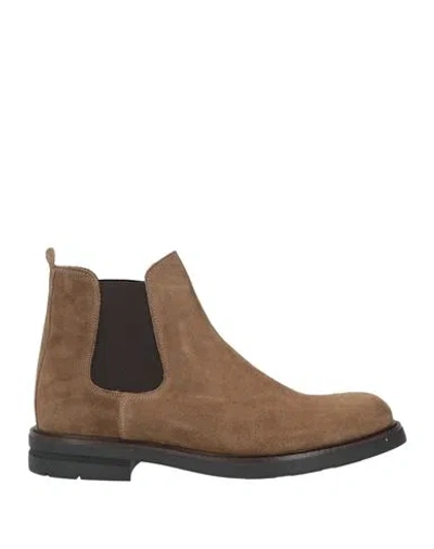 Calpierre Man Ankle Boots Taupe Size 10 Leather In Multi