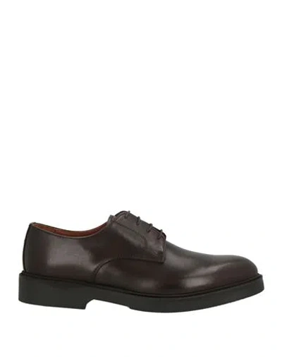 Calpierre Man Lace-up Shoes Dark Brown Size 9 Leather