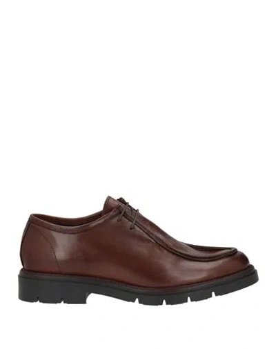 Calpierre Man Lace-up Shoes Chocolate Brown Size 8 Leather